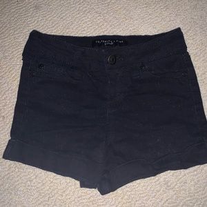 black denim shorts